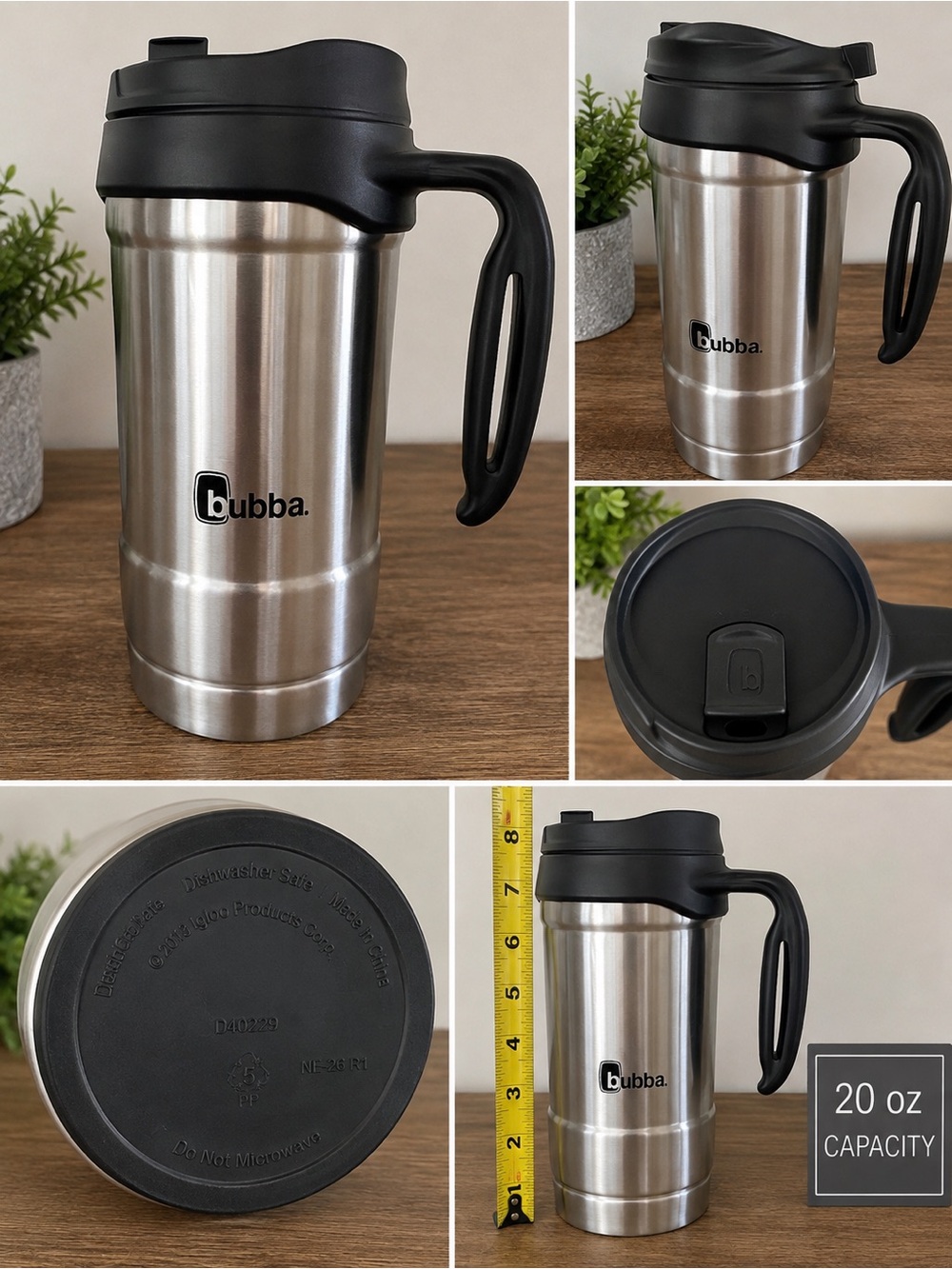 Bubba 20 oz Stainless Steel Travel Mug - Silver with Black Lid & Handle